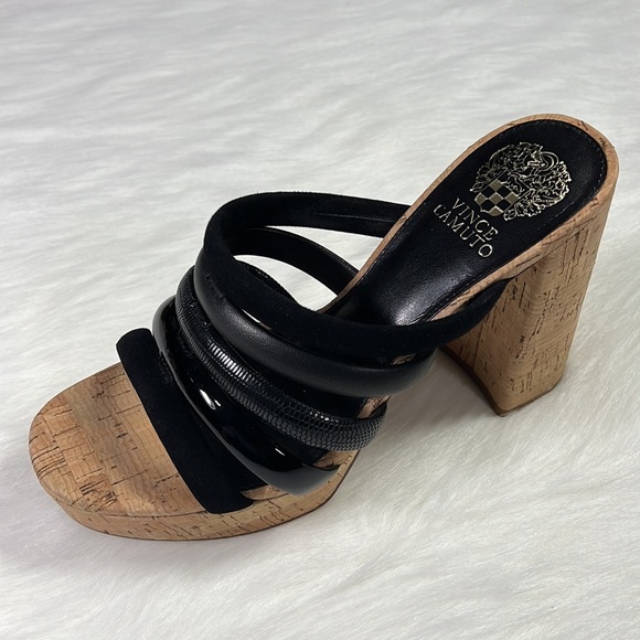 Vince Camuto Shoes - Vince Camuto Patres Platform Black Leather Sandals Size 9M